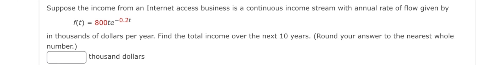 Suppose the income from an Internet access