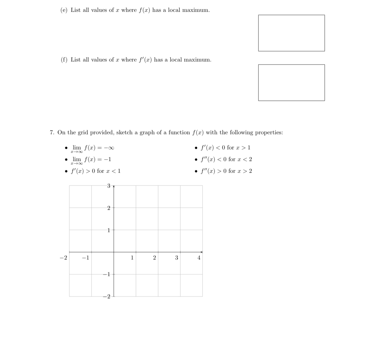 7 . On the grid provided, sketch a graph of a