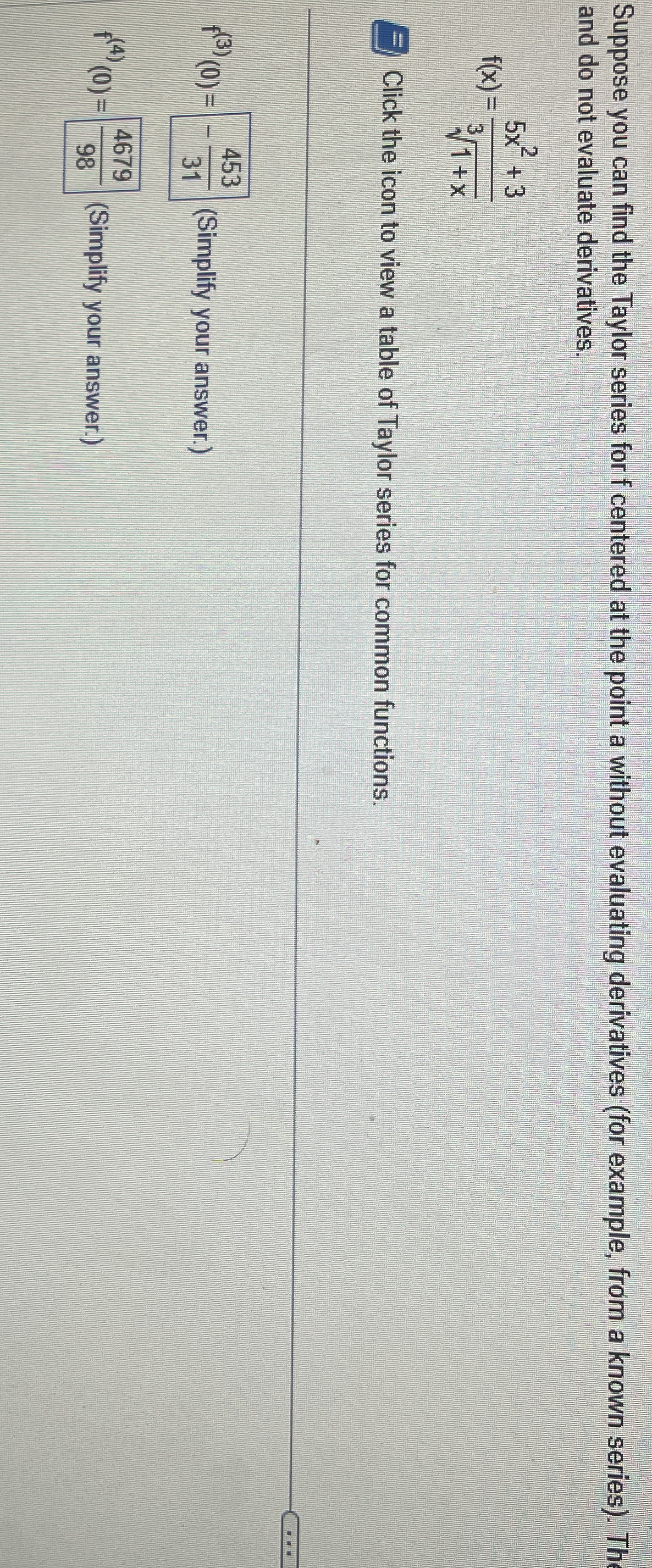 Suppose you can find the Taylor series for f