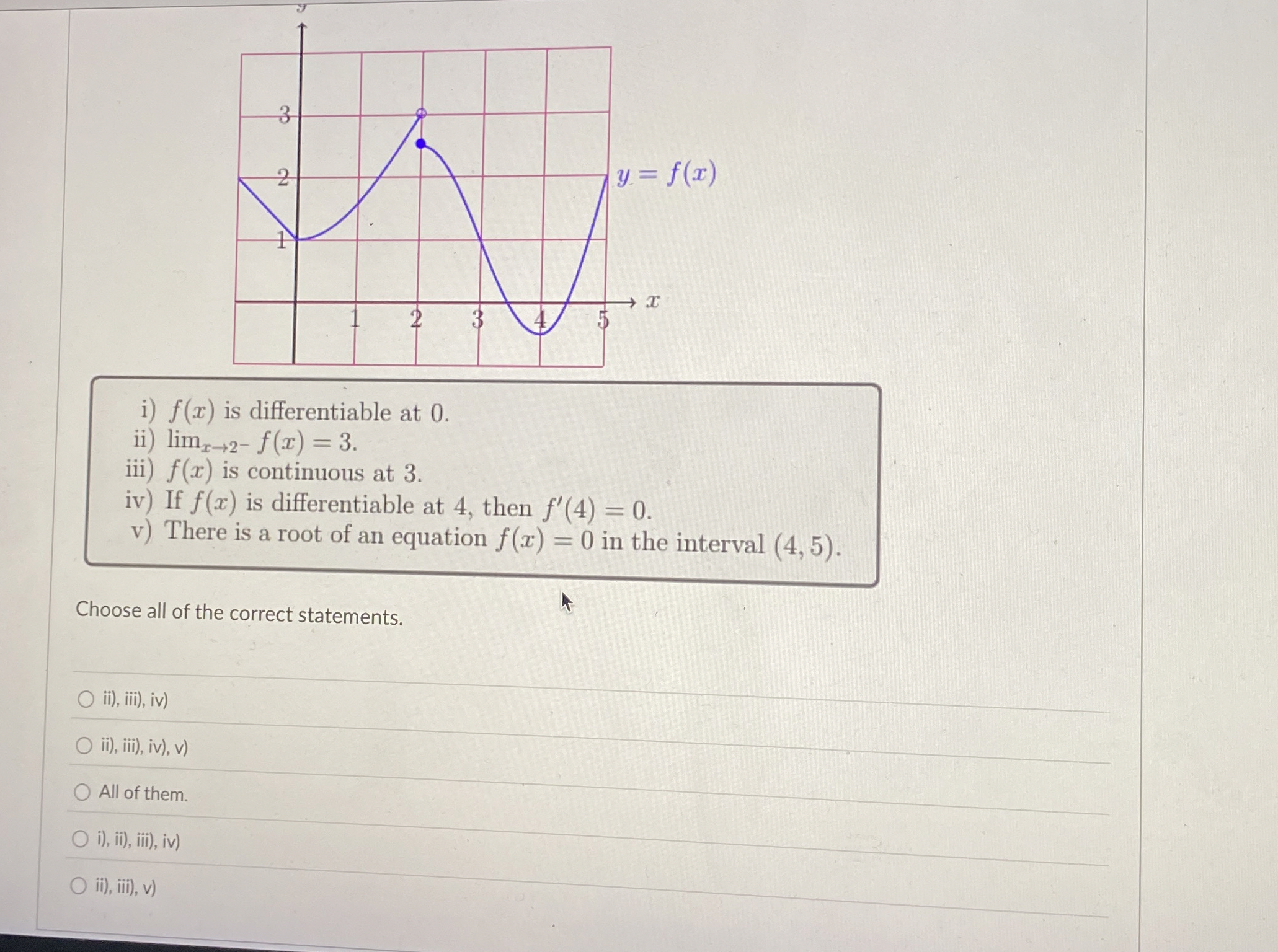 i ) f ( x ) is differentiable at 0 . ii ) lim x 2