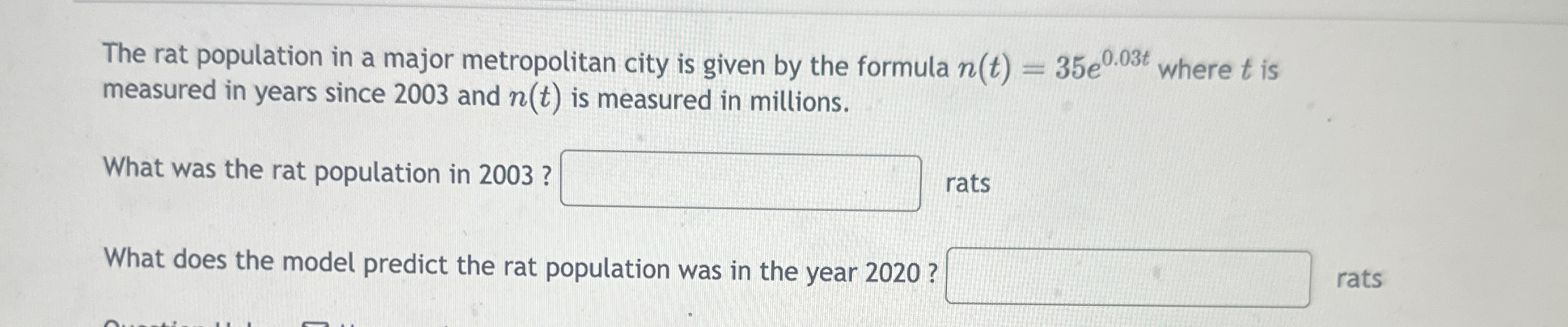 The rat population in a major metropolitan city