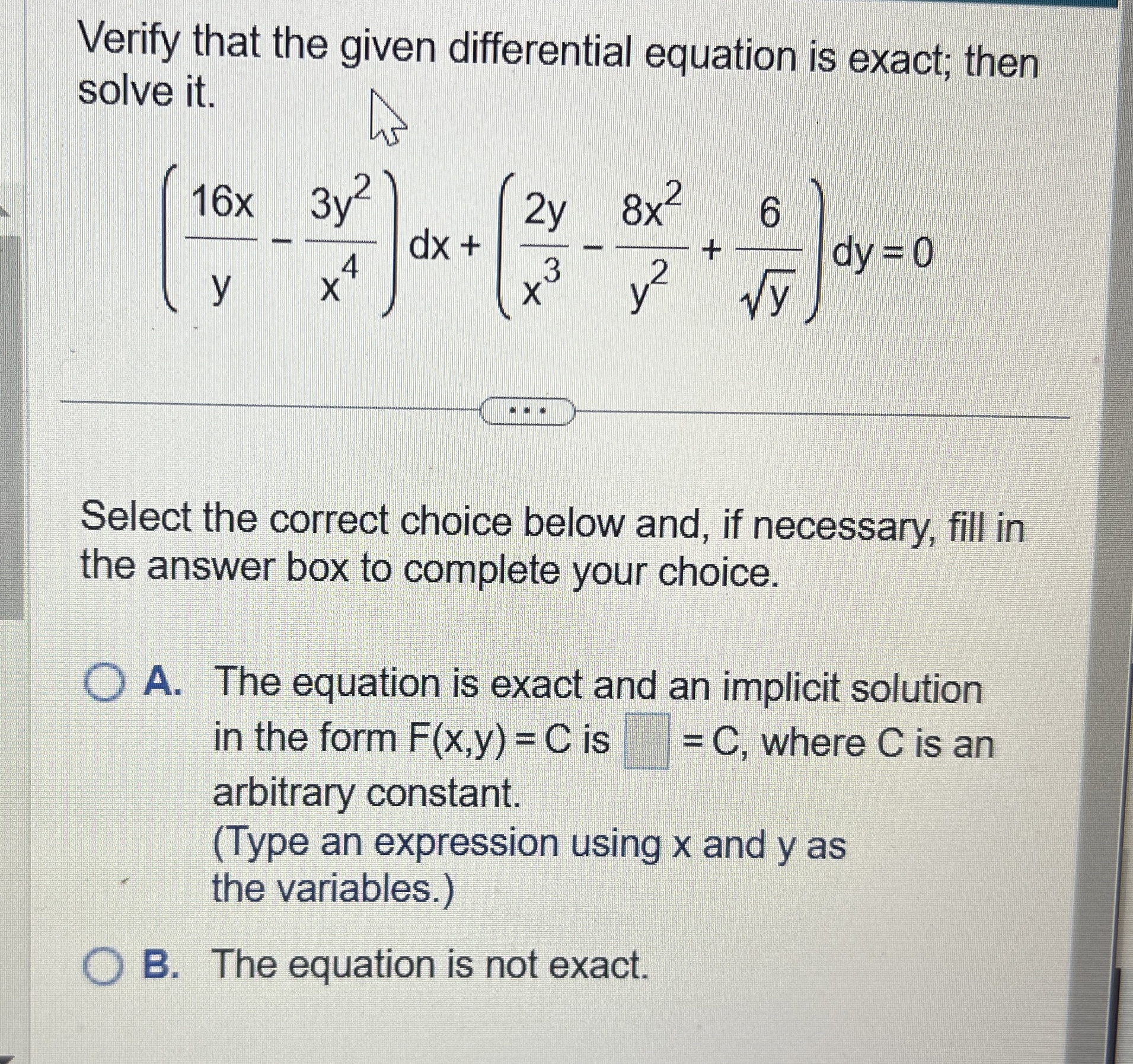 Verify that the given differential equation is