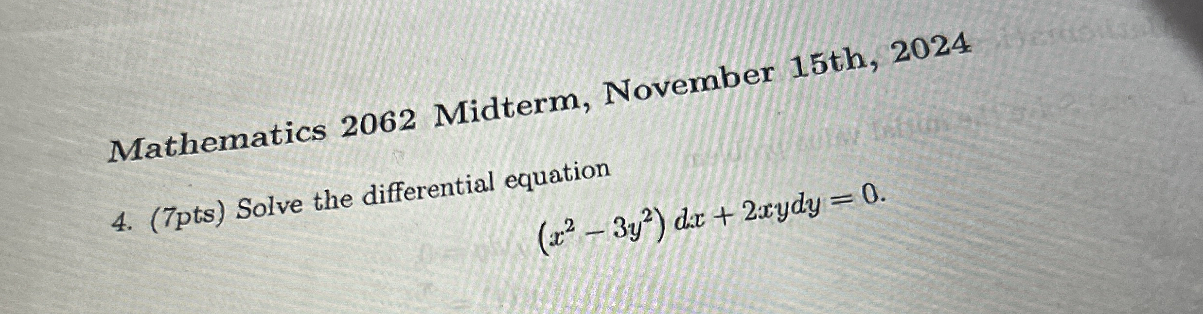 Mathematics 2 0 6 2 Midterm, November 1 5 th , 2