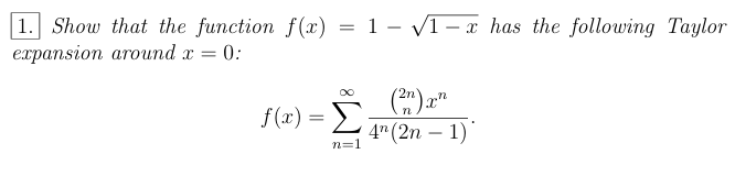 Show that the function f ( x ) = 1 - \ sqrt ( 1 -