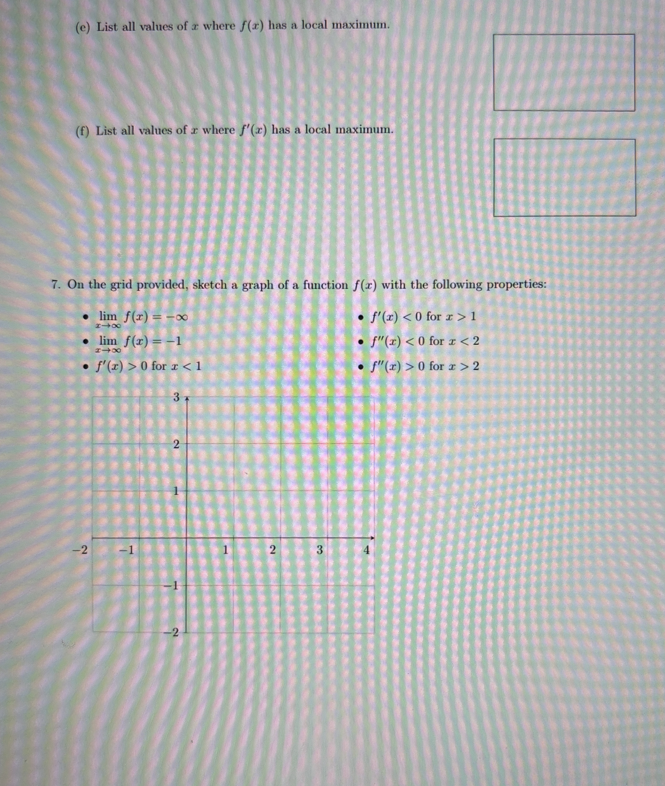 ( e ) List all values of x where f ( x ) has a