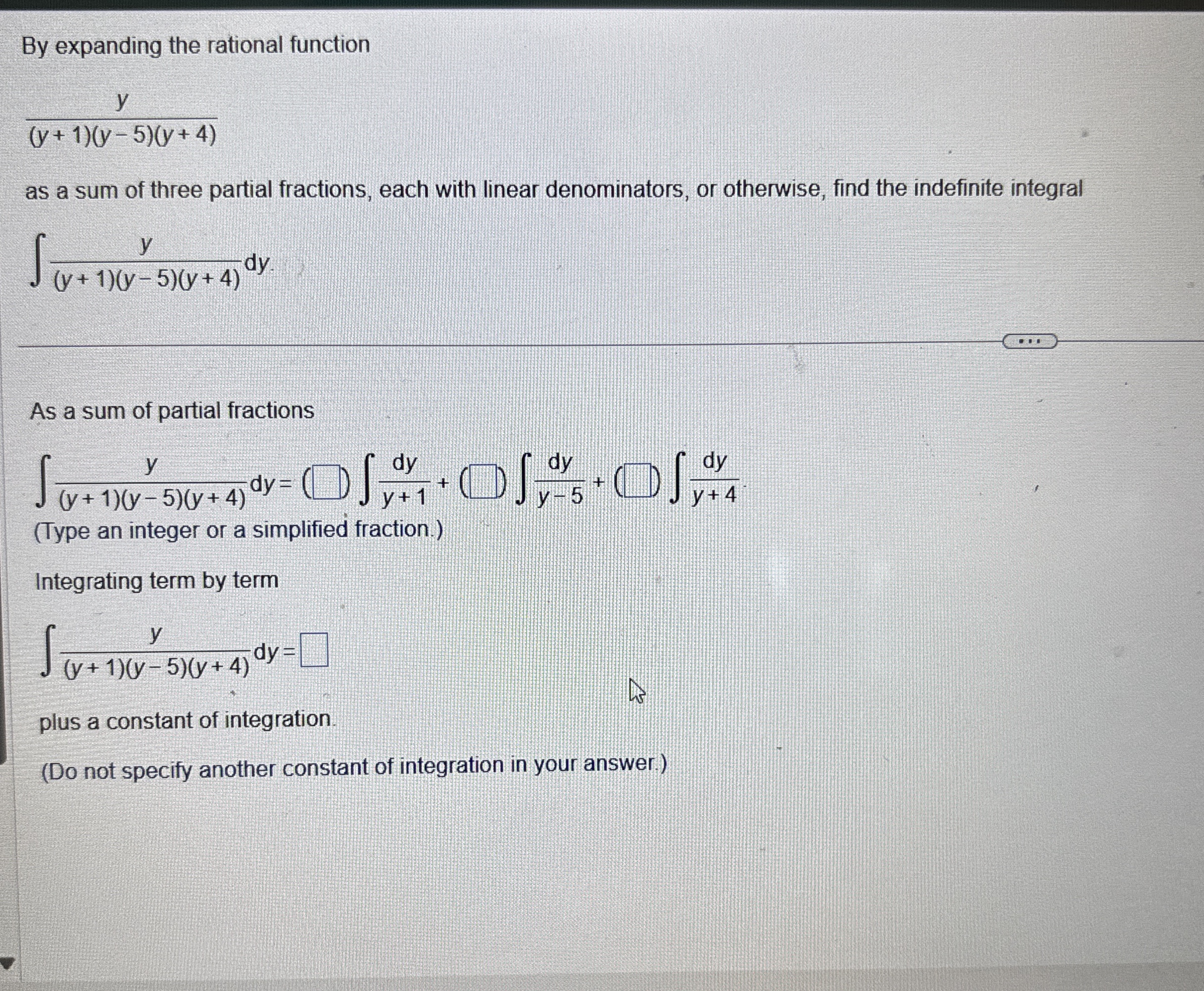By expanding the rational function y ( y + 1 ) (