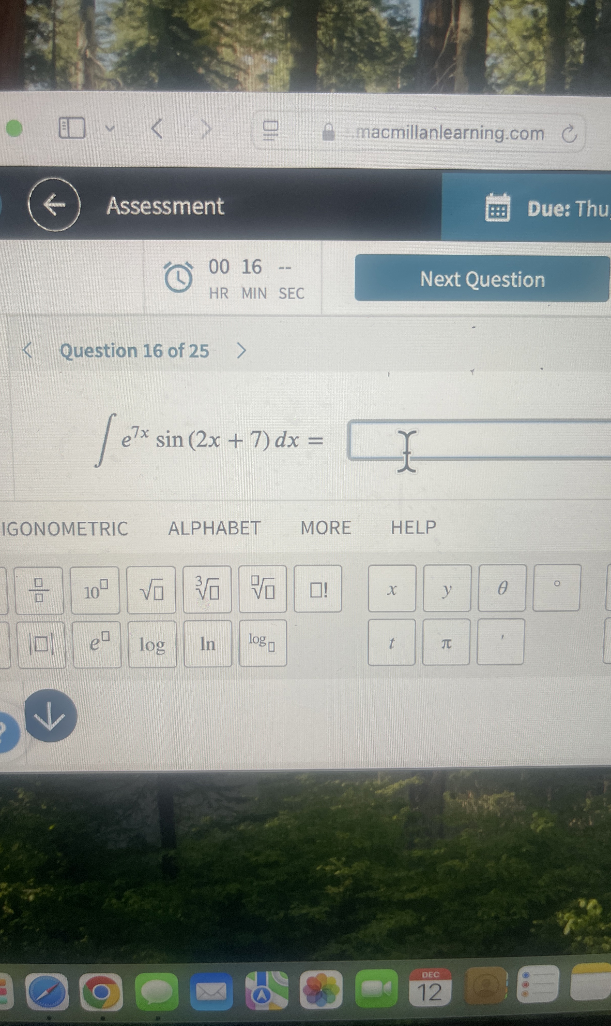 ( Assessment Due: Thu { : [ ( b ) 0 0 ] 0 0 1 6 -