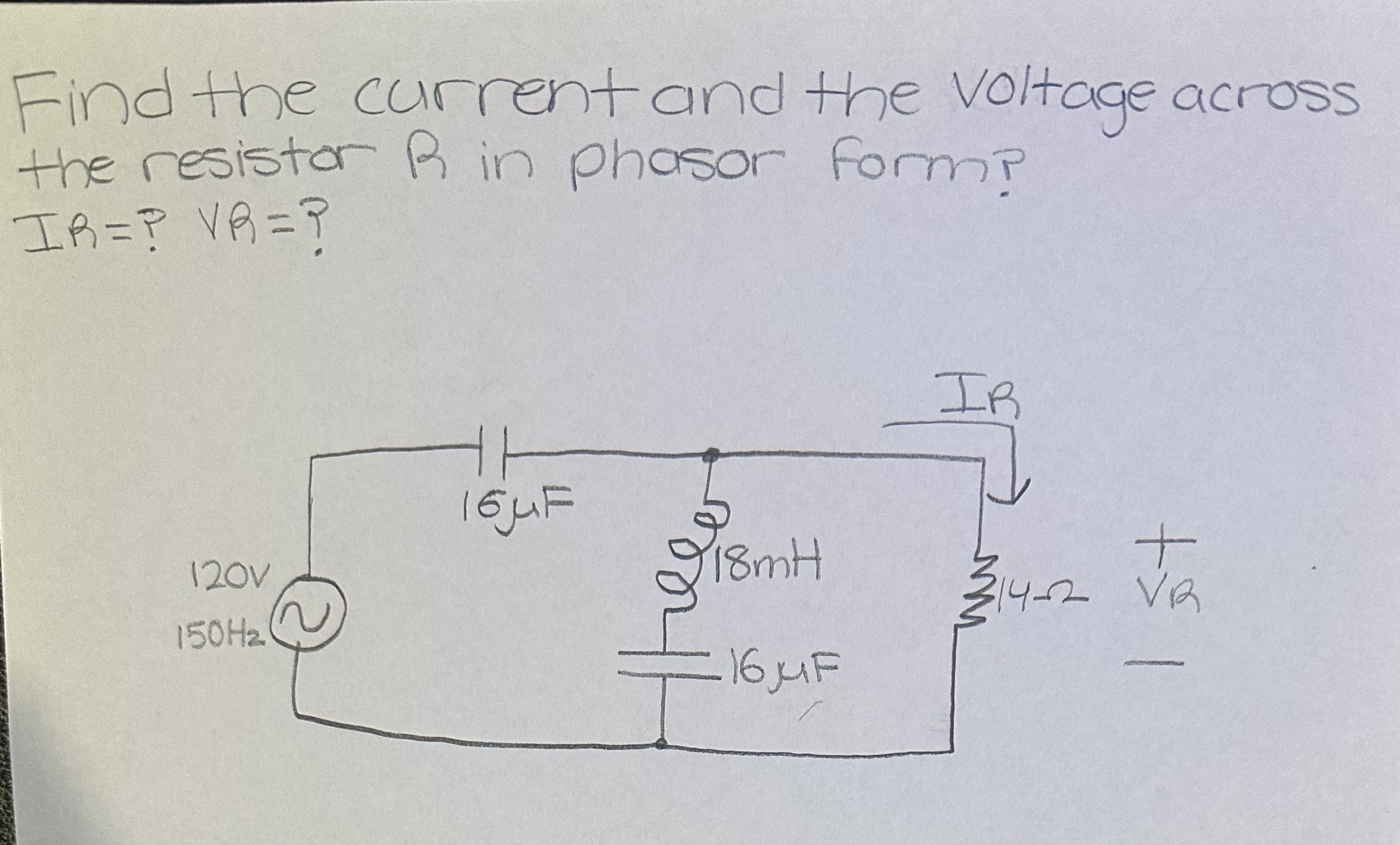 Find the current and the voltage across the