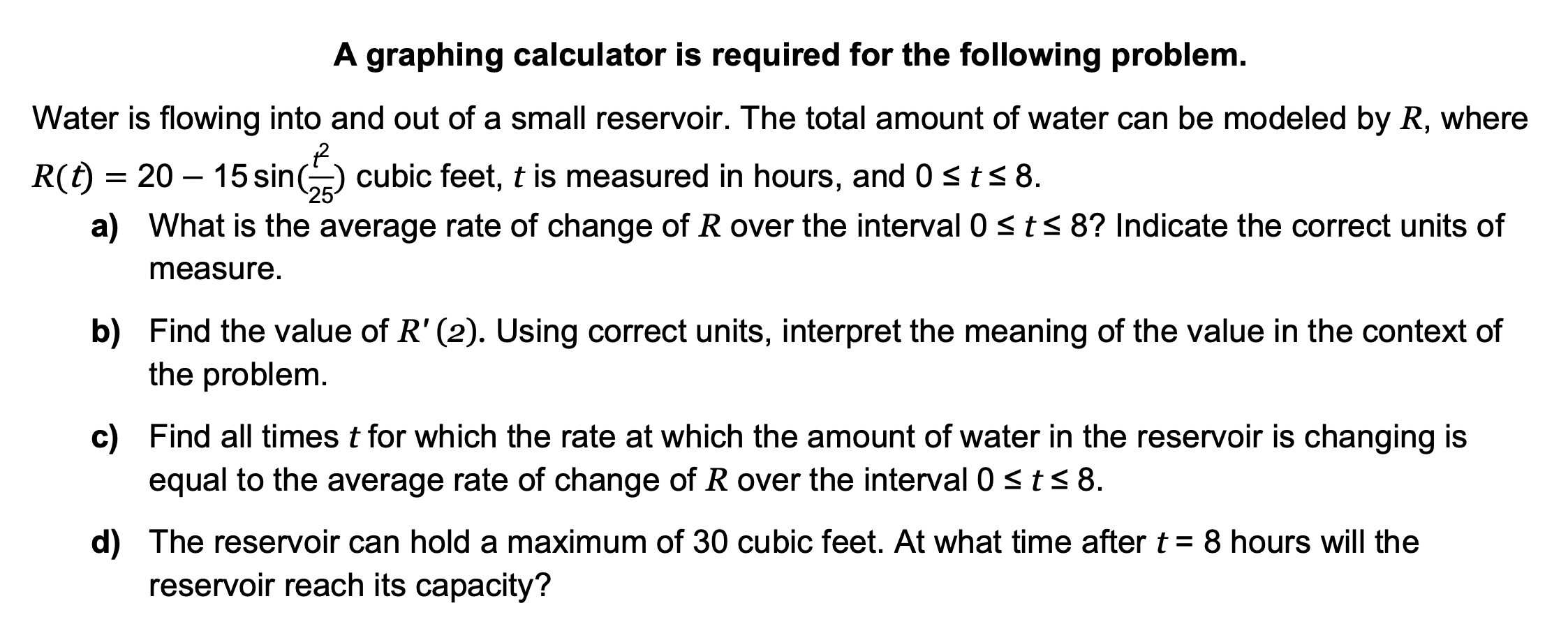 A graphing calculator is required for the