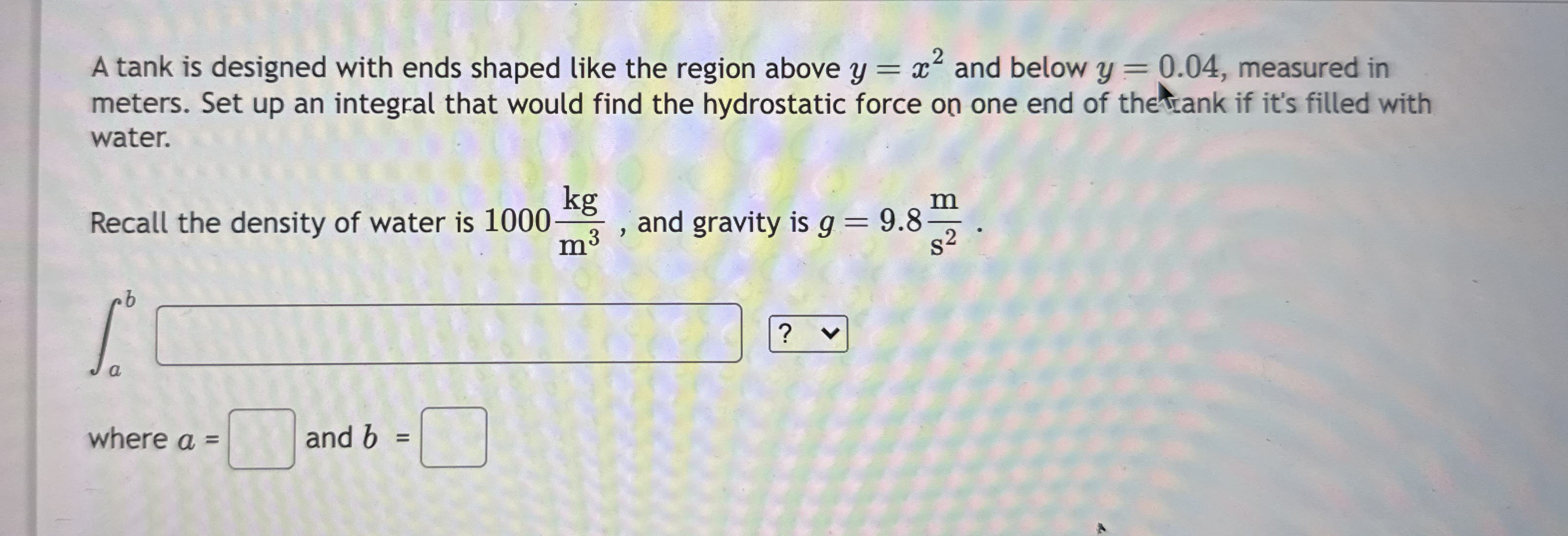 A tank is designed with ends shaped like the
