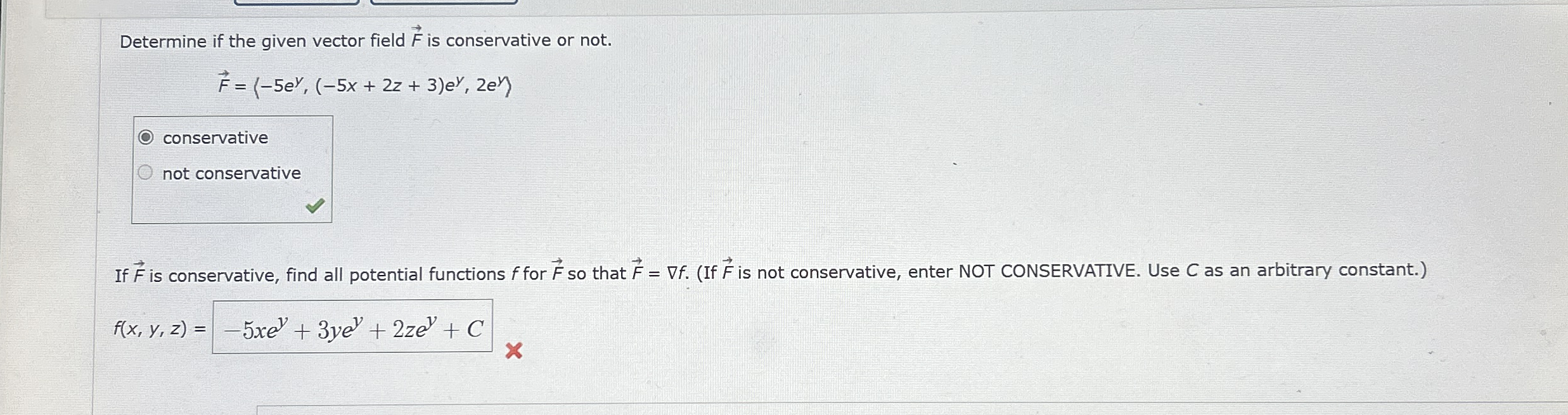 Determine if the given vector field vec ( F ) is