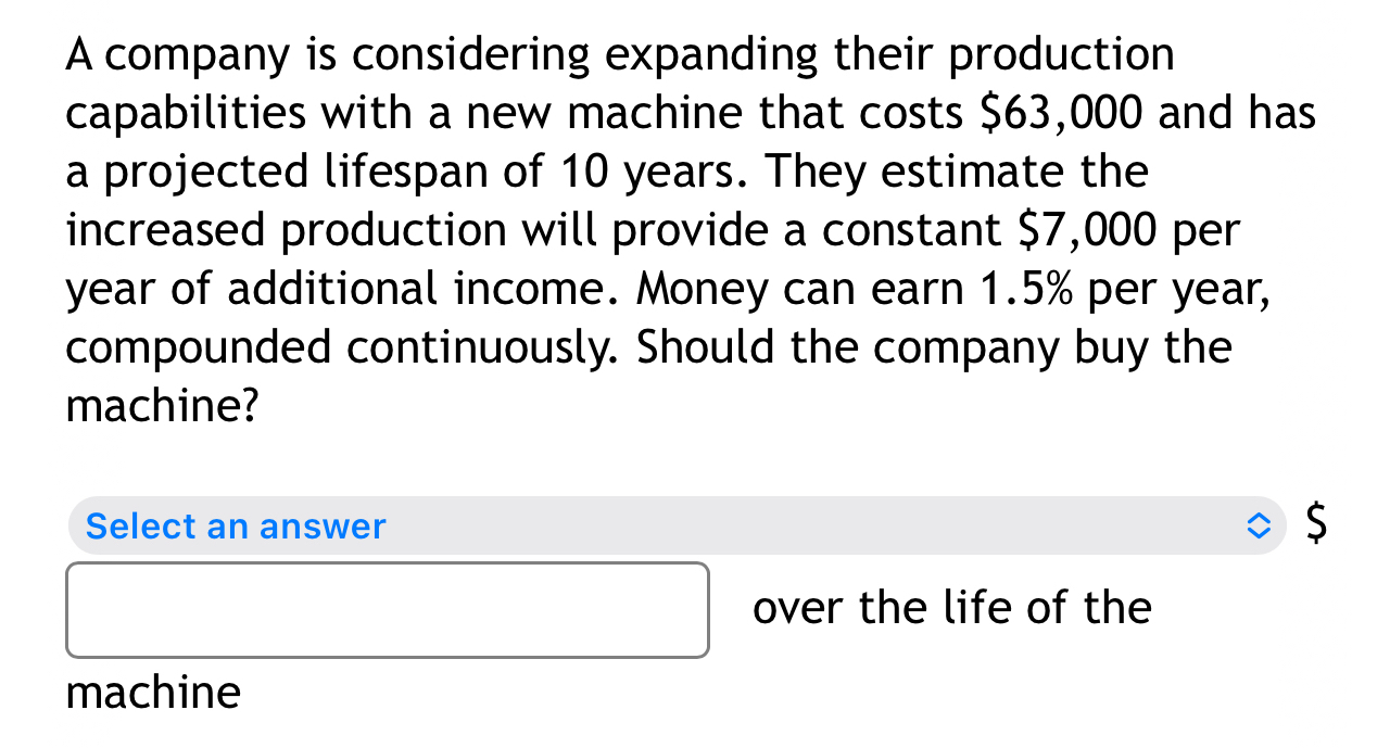 A company is considering expanding their