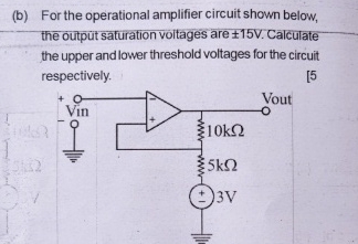 ( b ) For the operational amplifier circuit shown