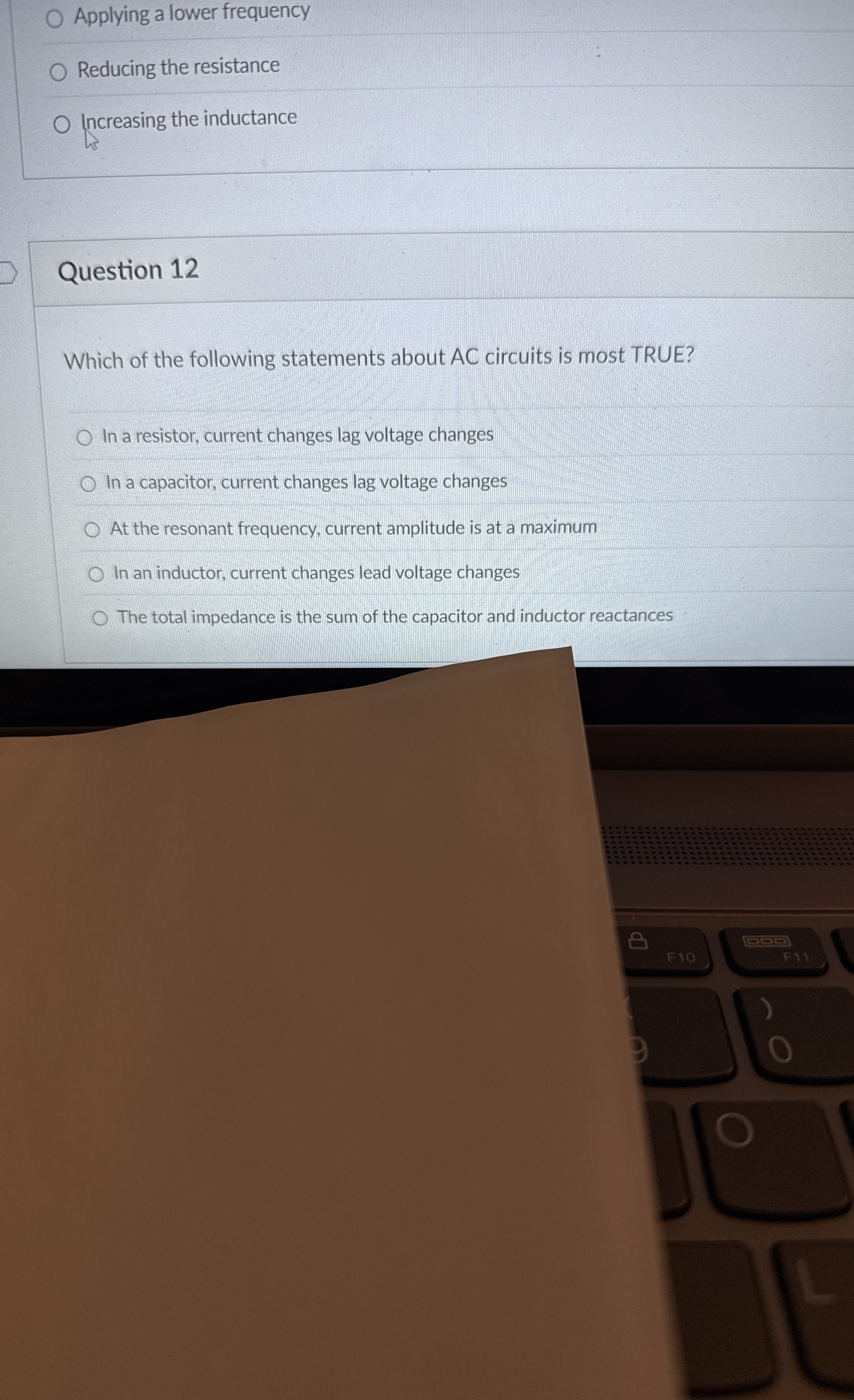 Applying a lower frequency Reducing the