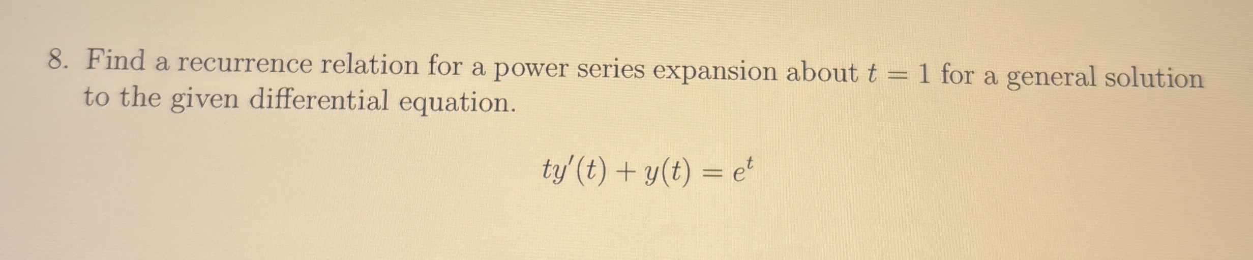 Find a recurrence relation for a power series