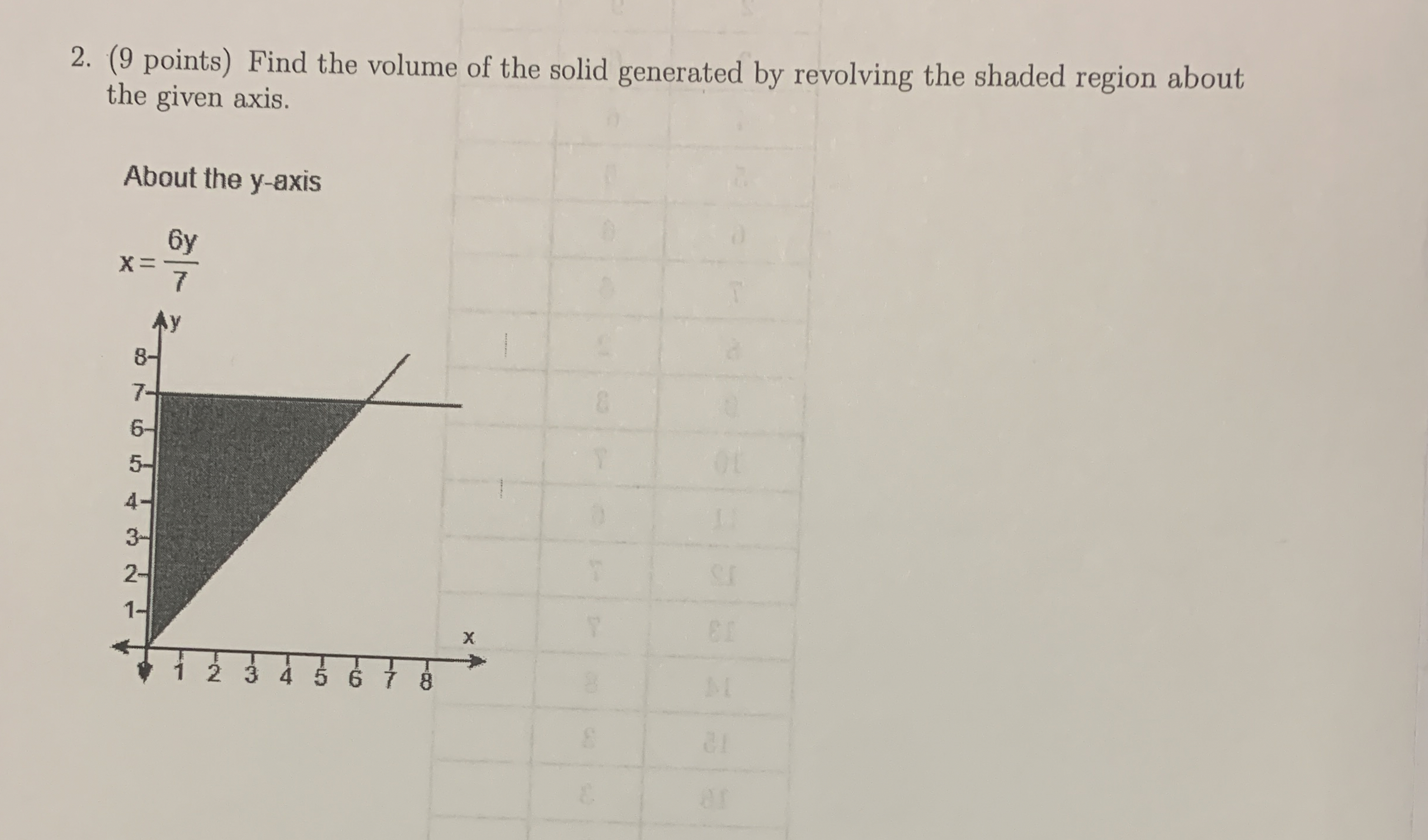 ( 9 points ) Find the volume of the solid