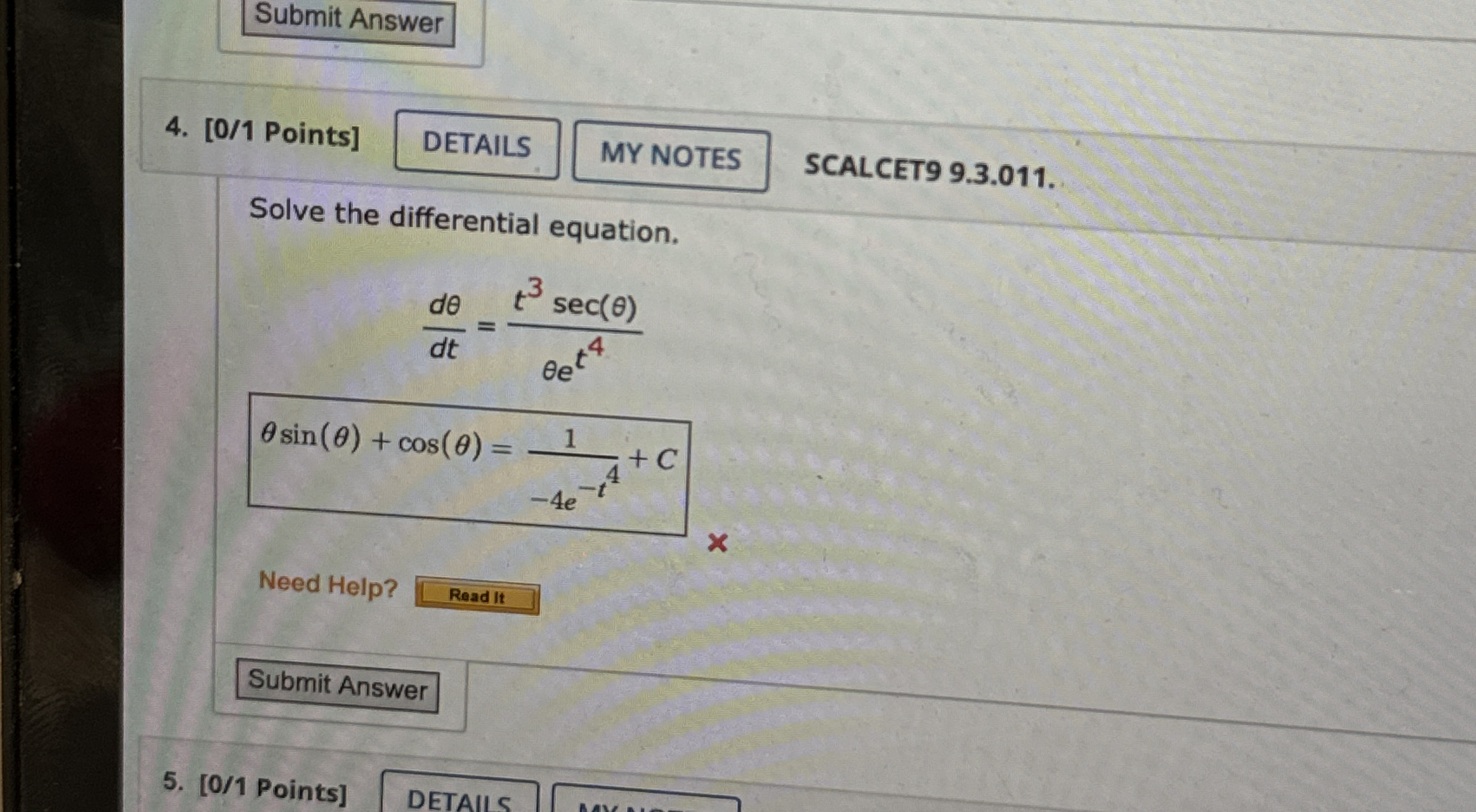 [ 0 / 1 Points ] SCALCET 9 9 . 3 . 0 1 1 . Solve