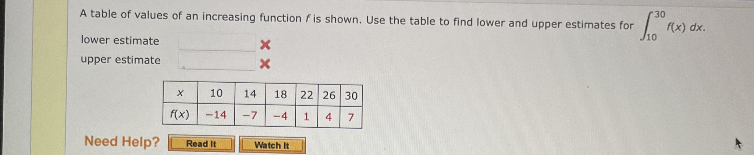 lower estimate upper estimate \ table [ [ x , 1 0