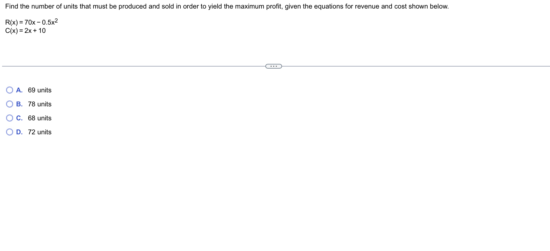 Find the number of units that must be produced