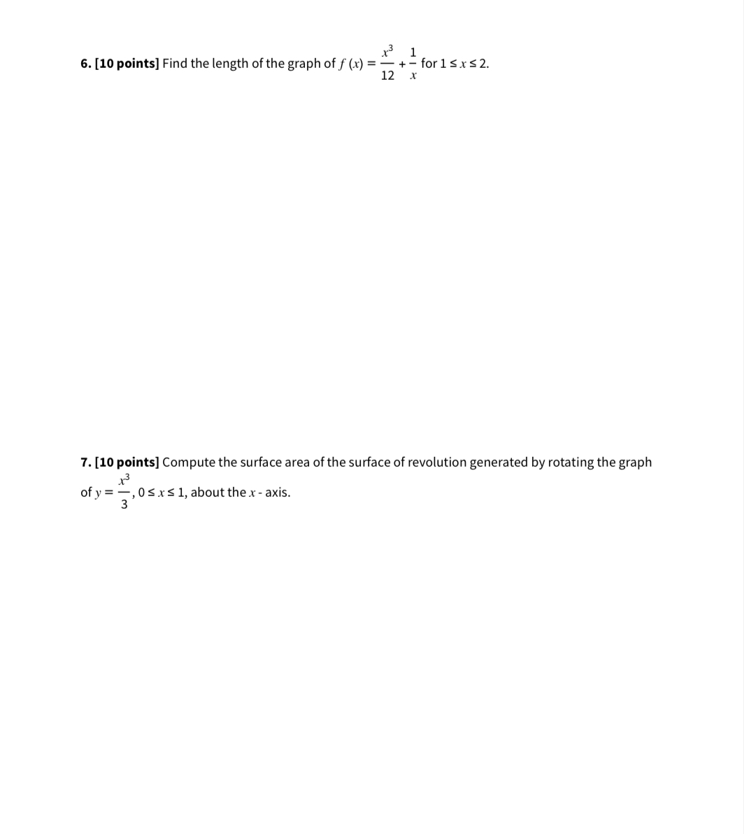 [ 1 0 points ] Find the length of the graph of f