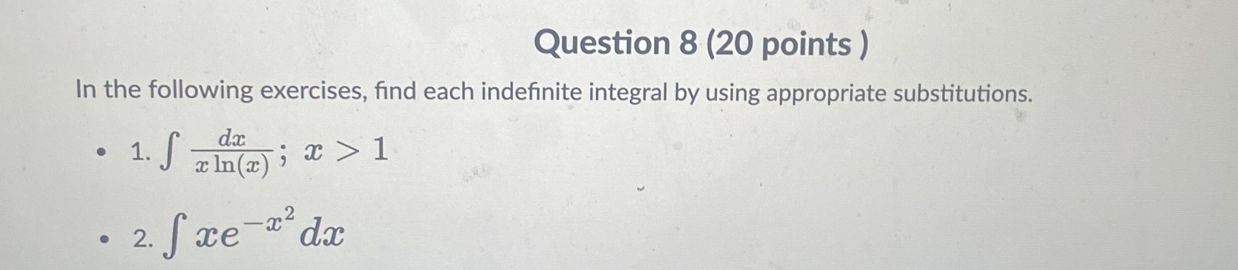 Question 7 ( 1 0 points ) For 0 2 t 5 + t 2 2 d t