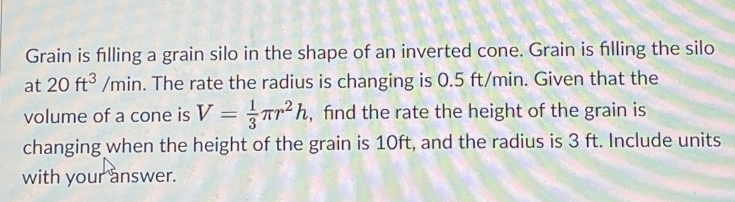 Grain is filling a grain silo in the shape of an