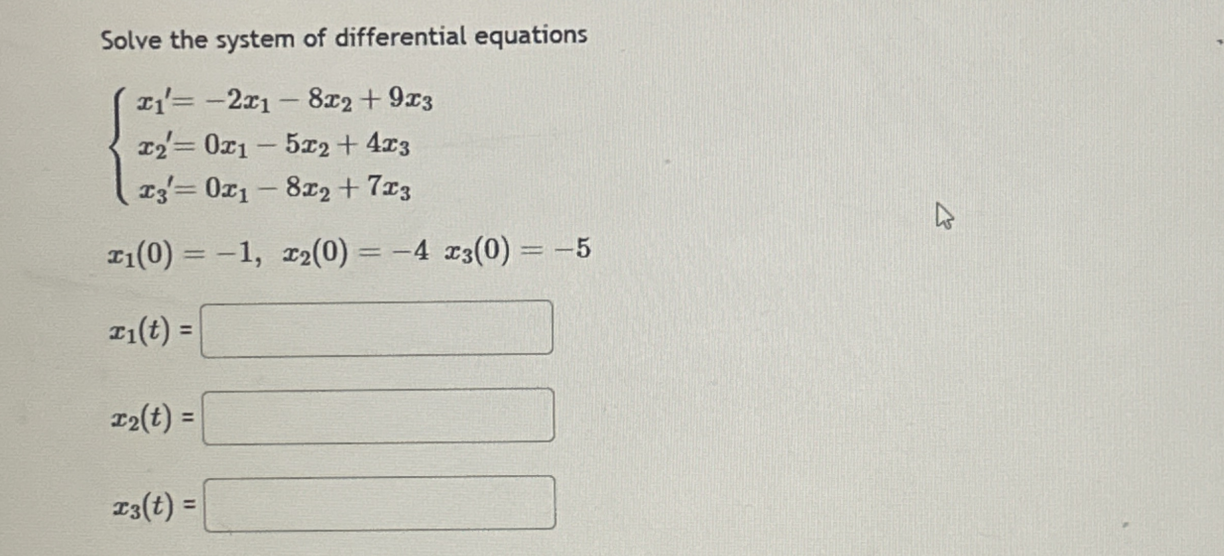 Solve the system of differential equations { x 1