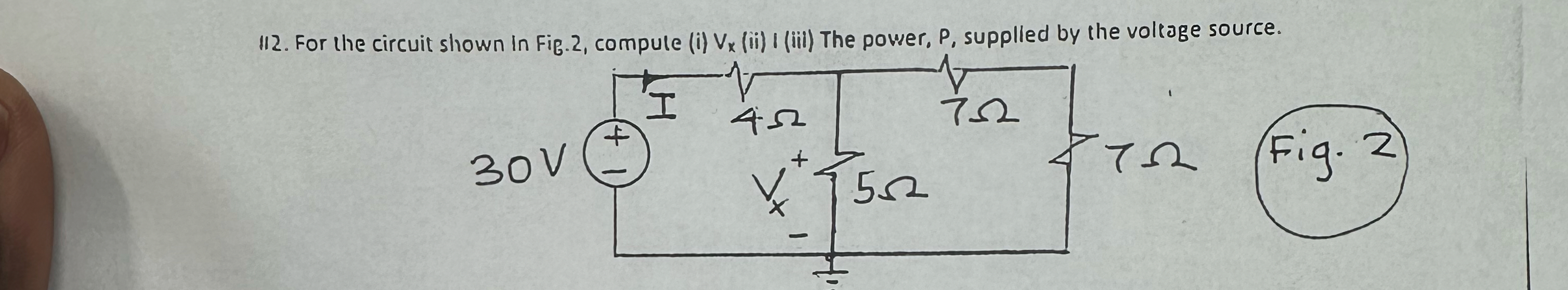 For the circliit shown in Fin 2 comnute ( i ) Vv
