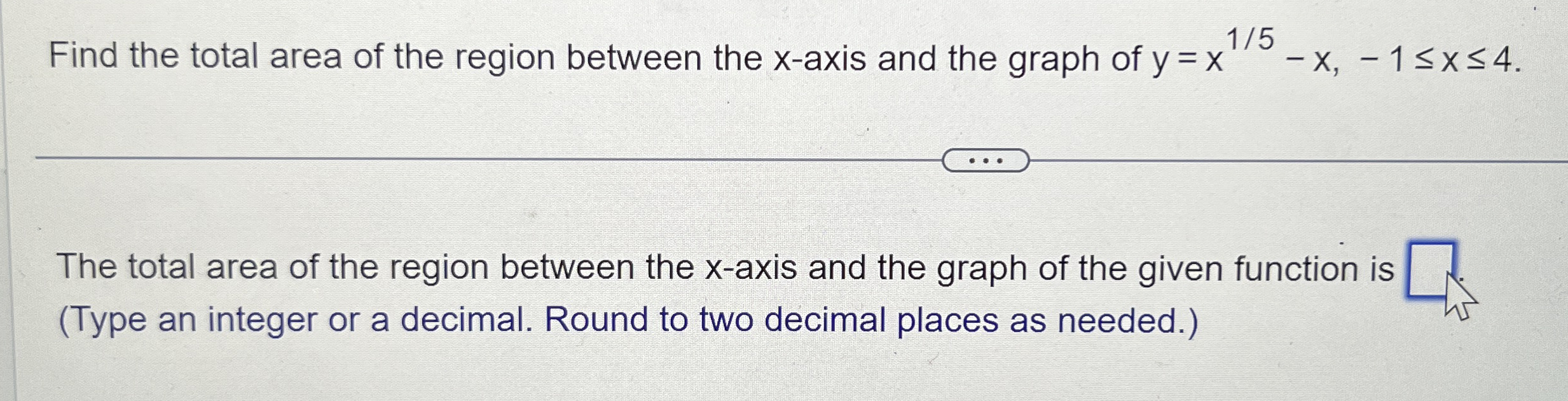 Find the total area of the region between the x -