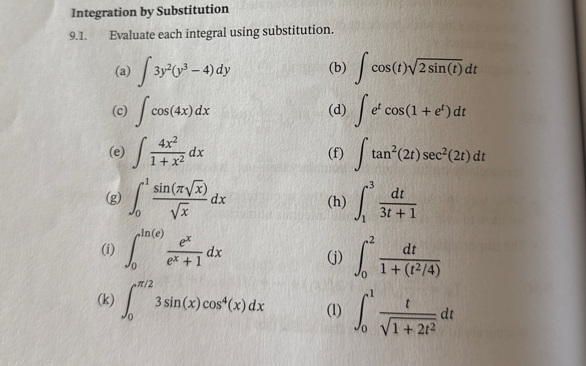 Integration by Substitution 9 . 1 . Evaluate each