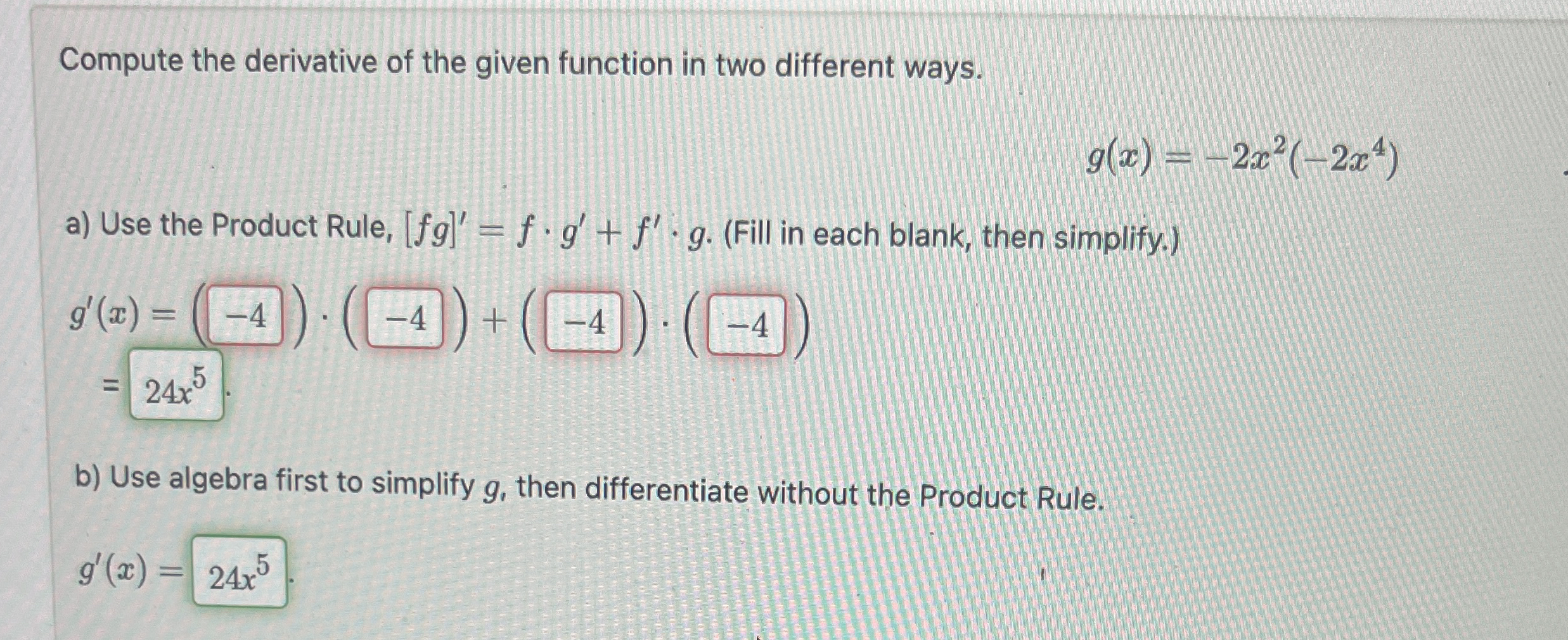 \ end { array } ] b ) Use algebra first to