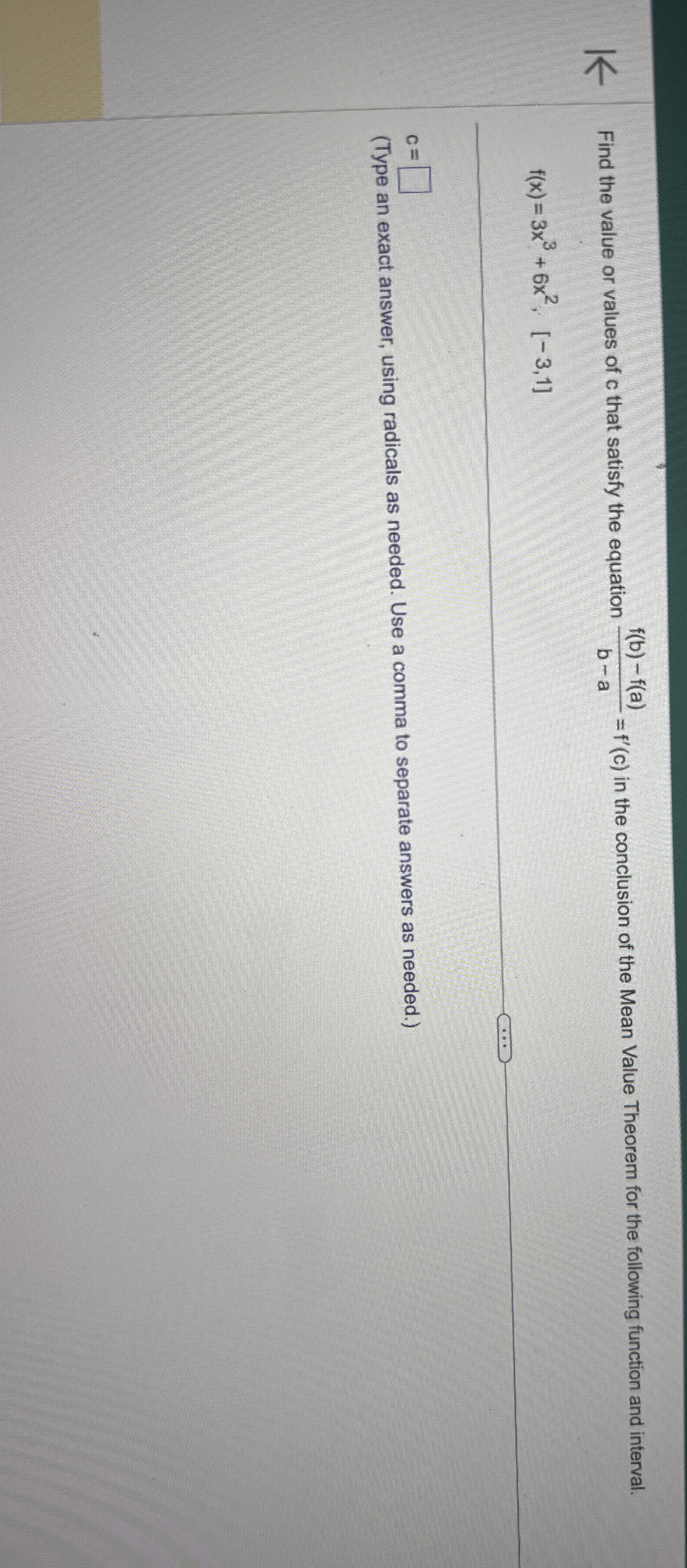Find the value or values of c that satisfy the
