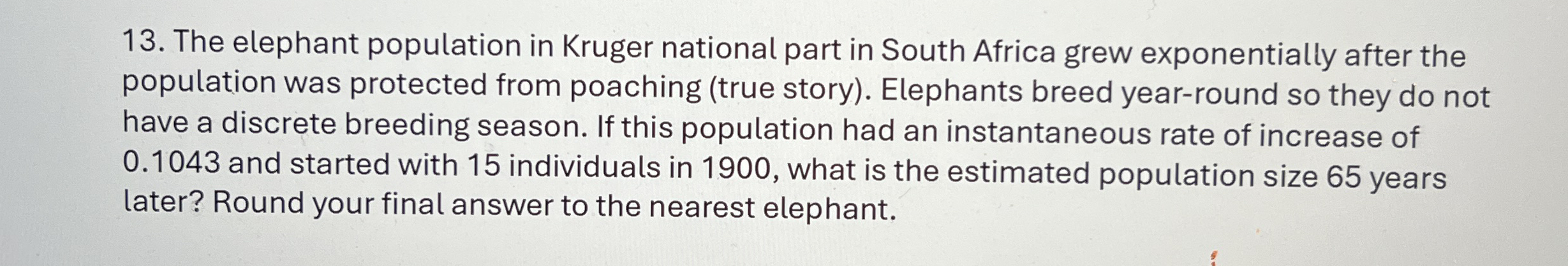 The elephant population in Kruger national part
