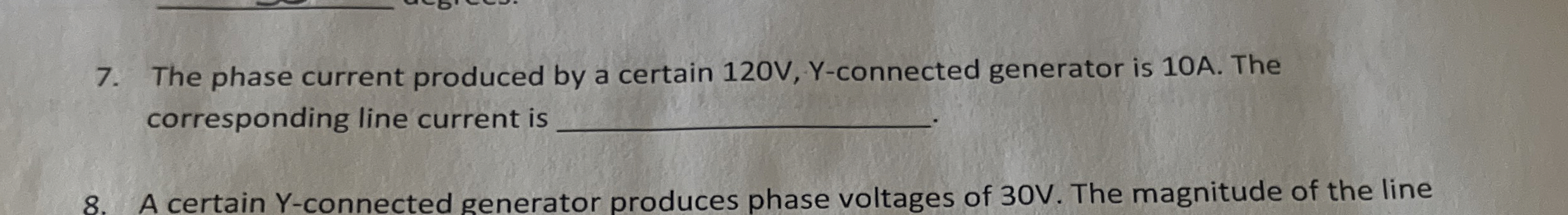 The phase current produced by a certain 1 2 0 V ,