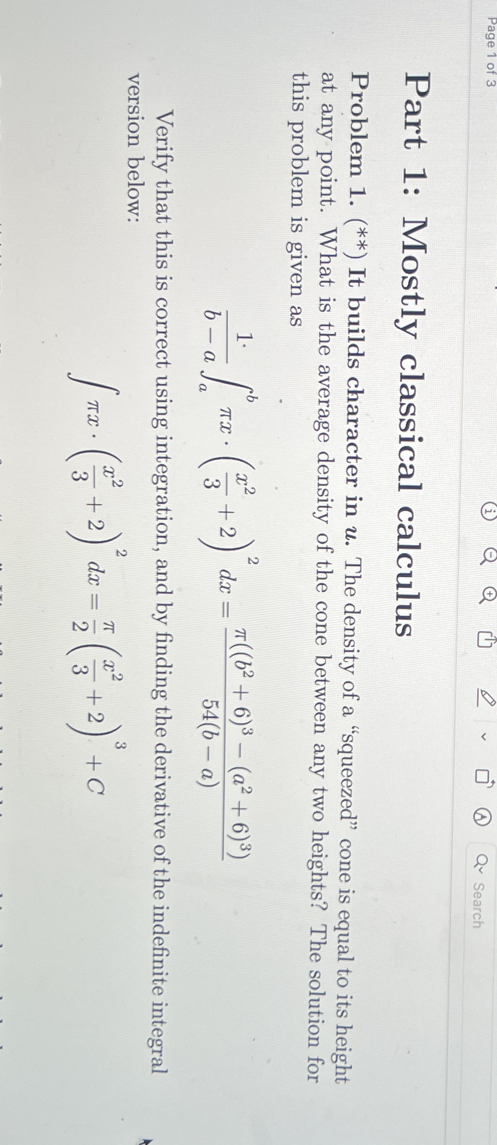 Part 1 : Mostly classical calculus Problem 1 . ?
