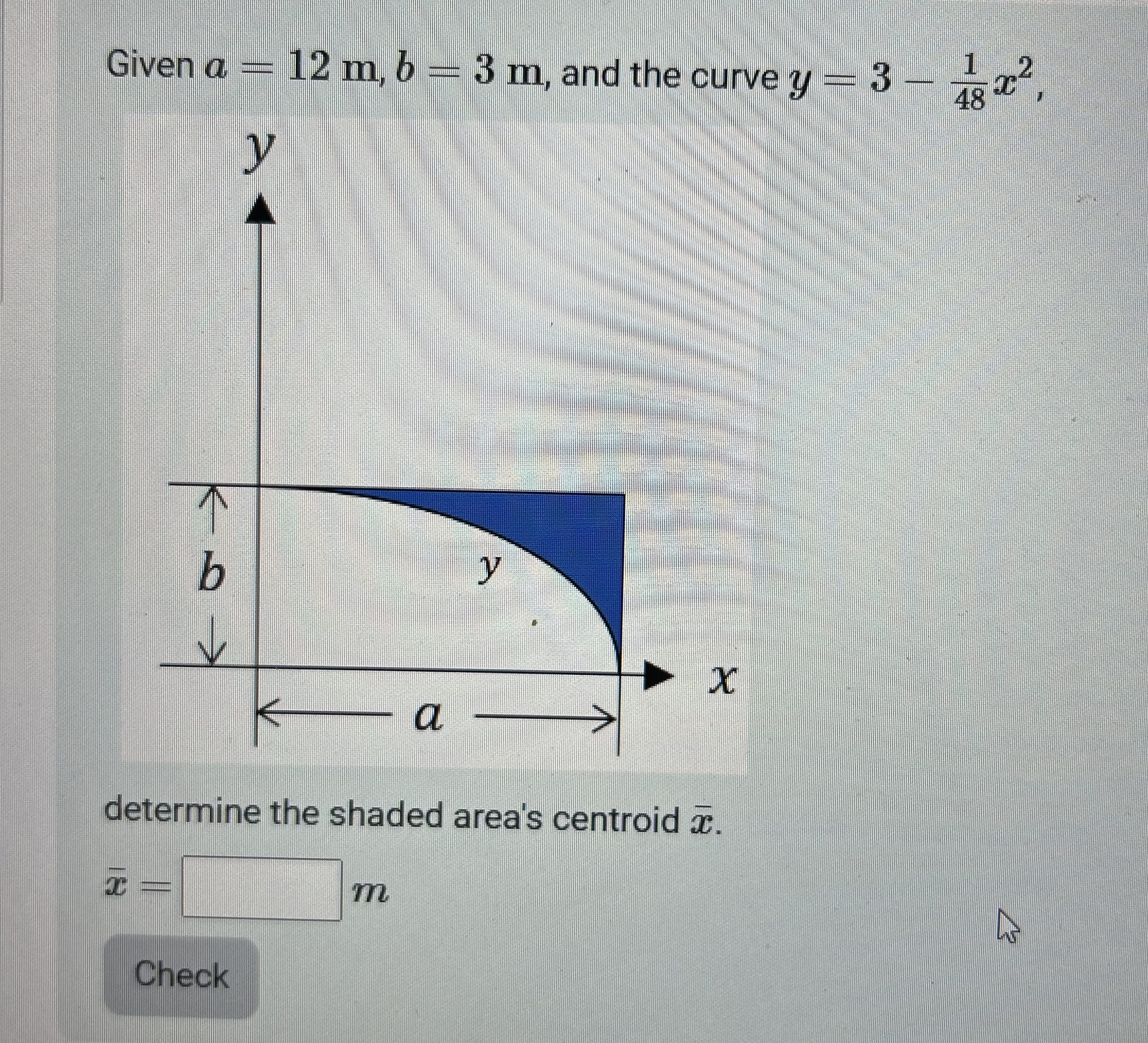 Given a = 1 2 m , b = 3 m , and the curve y = 3 -