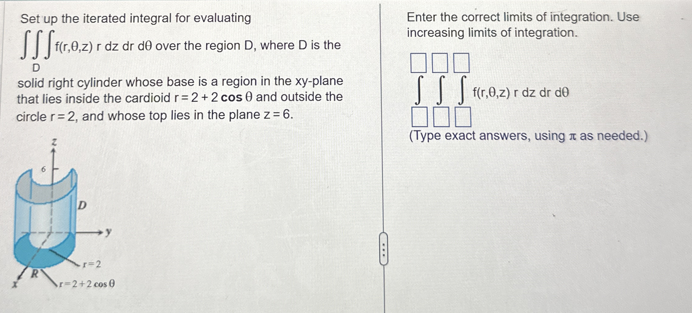 Set up the iterated integral for evaluating D f (