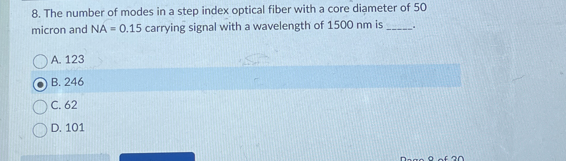 The number of modes in a step index optical fiber