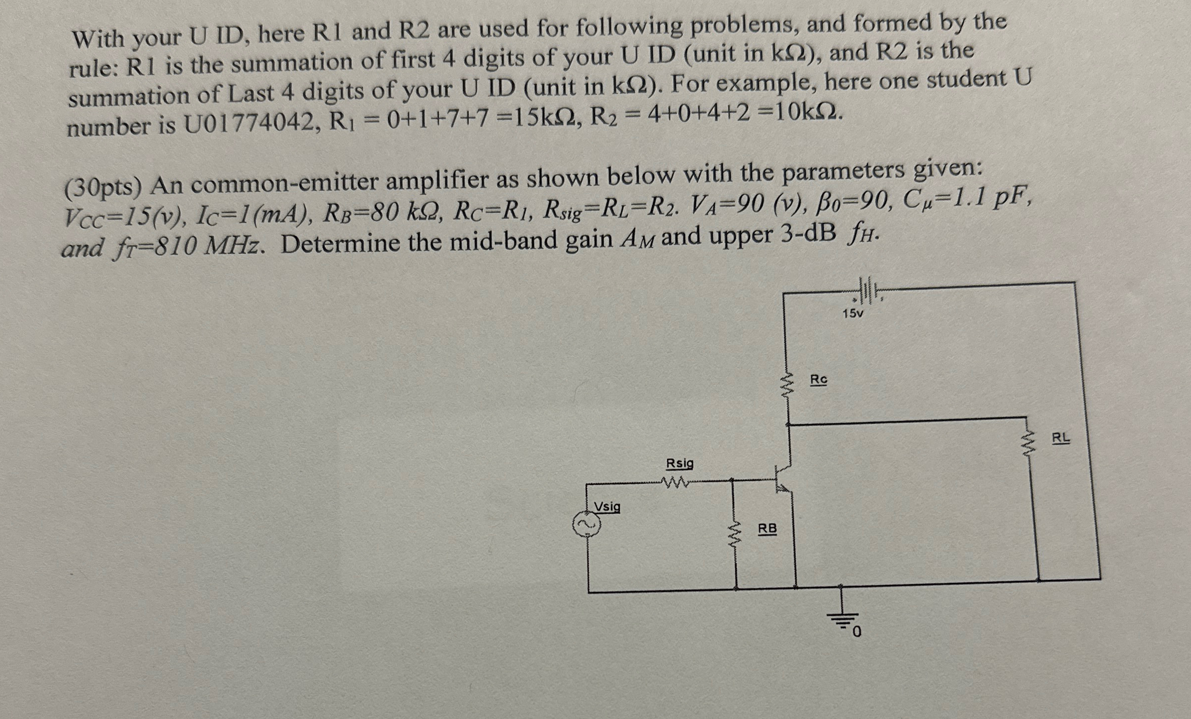 With your U ID , here R 1 and R 2 are used for