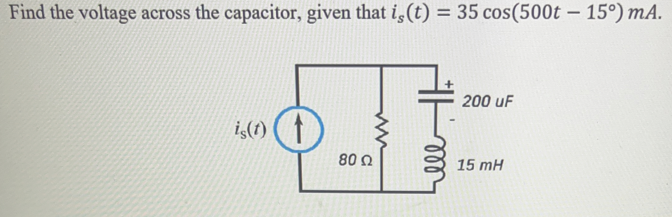 Find the voltage across the capacitor, given that