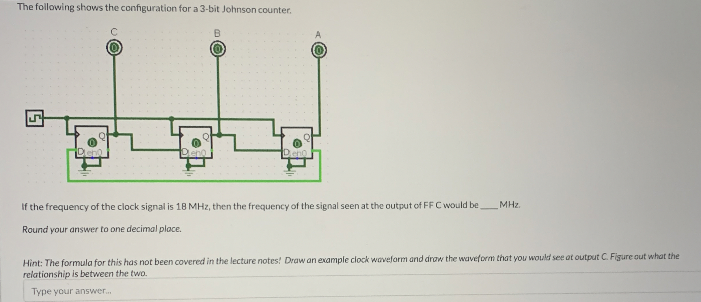 The following shows the configuration for a 3 -