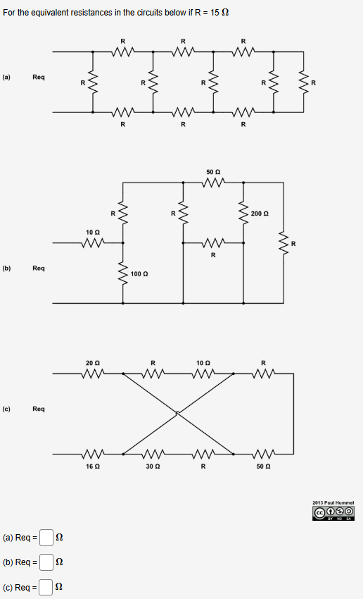 For the equivalent resistances in the circuits