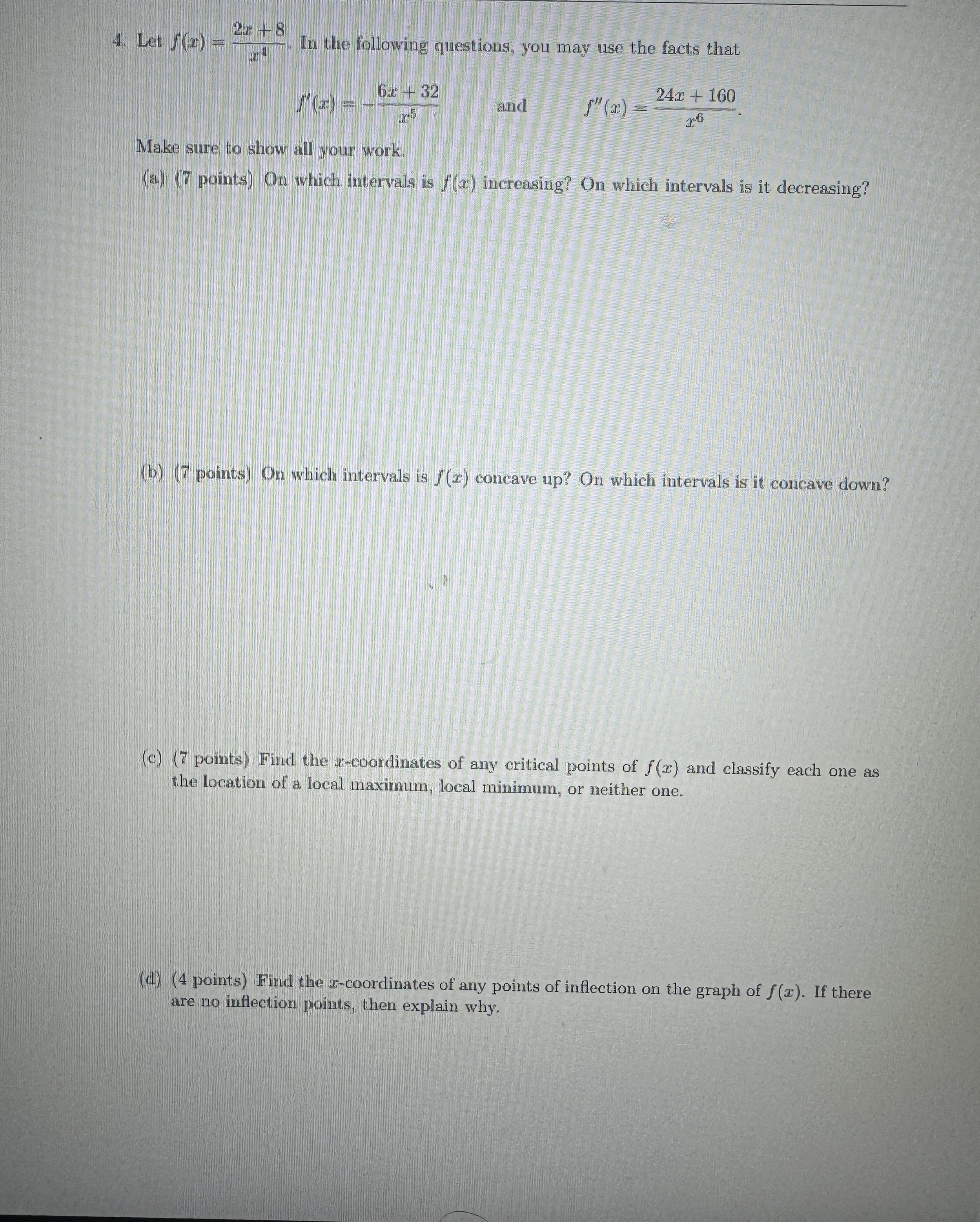 Let f ( x ) = 2 x + 8 x 4 . In the following
