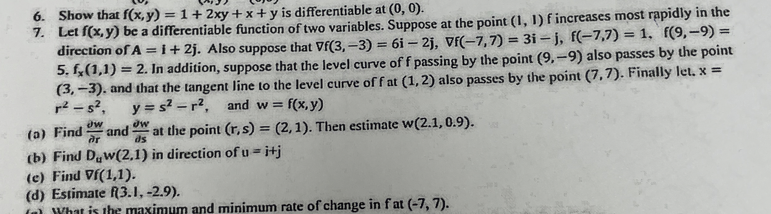 Let f ( x , y ) be a differentiable function of