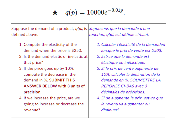 \ [ q ( p ) = 1 0 0 0 0 e ^ { - 0 . 0 1 p } \ ]