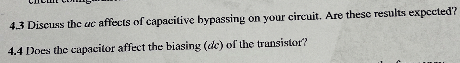 4 . 3 Discuss the a c affects of capacitive