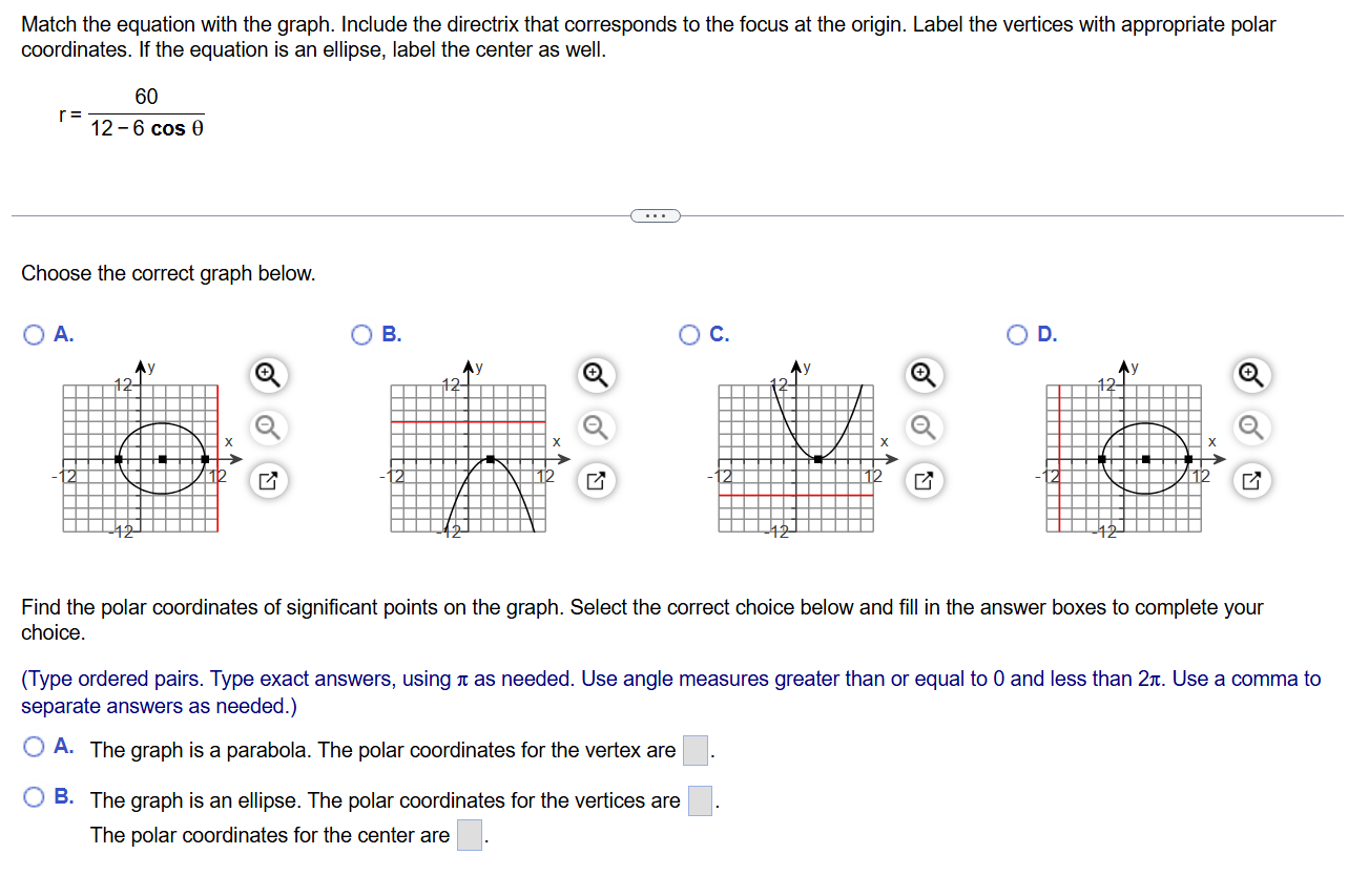 Choose the correct graph below. A . B . C . D .