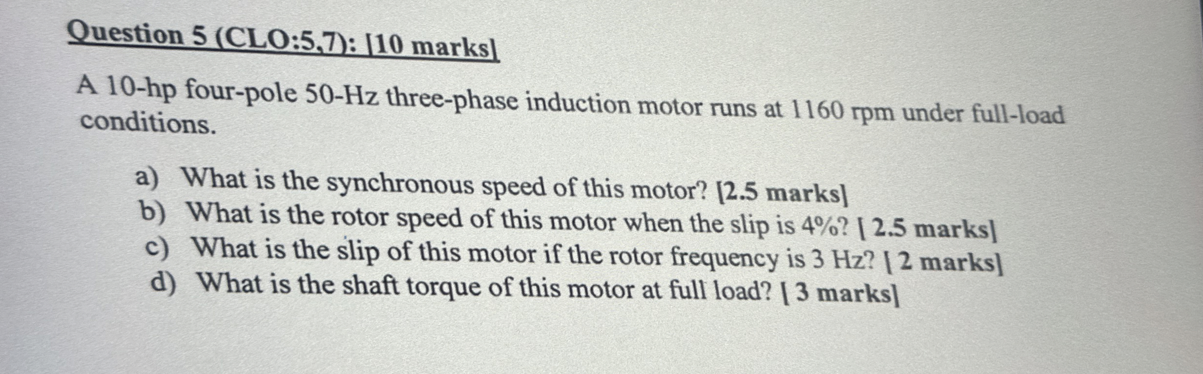 Question 5 ( CLO: 5 , 7 ) : [ 1 0 marks A 1 0 - h