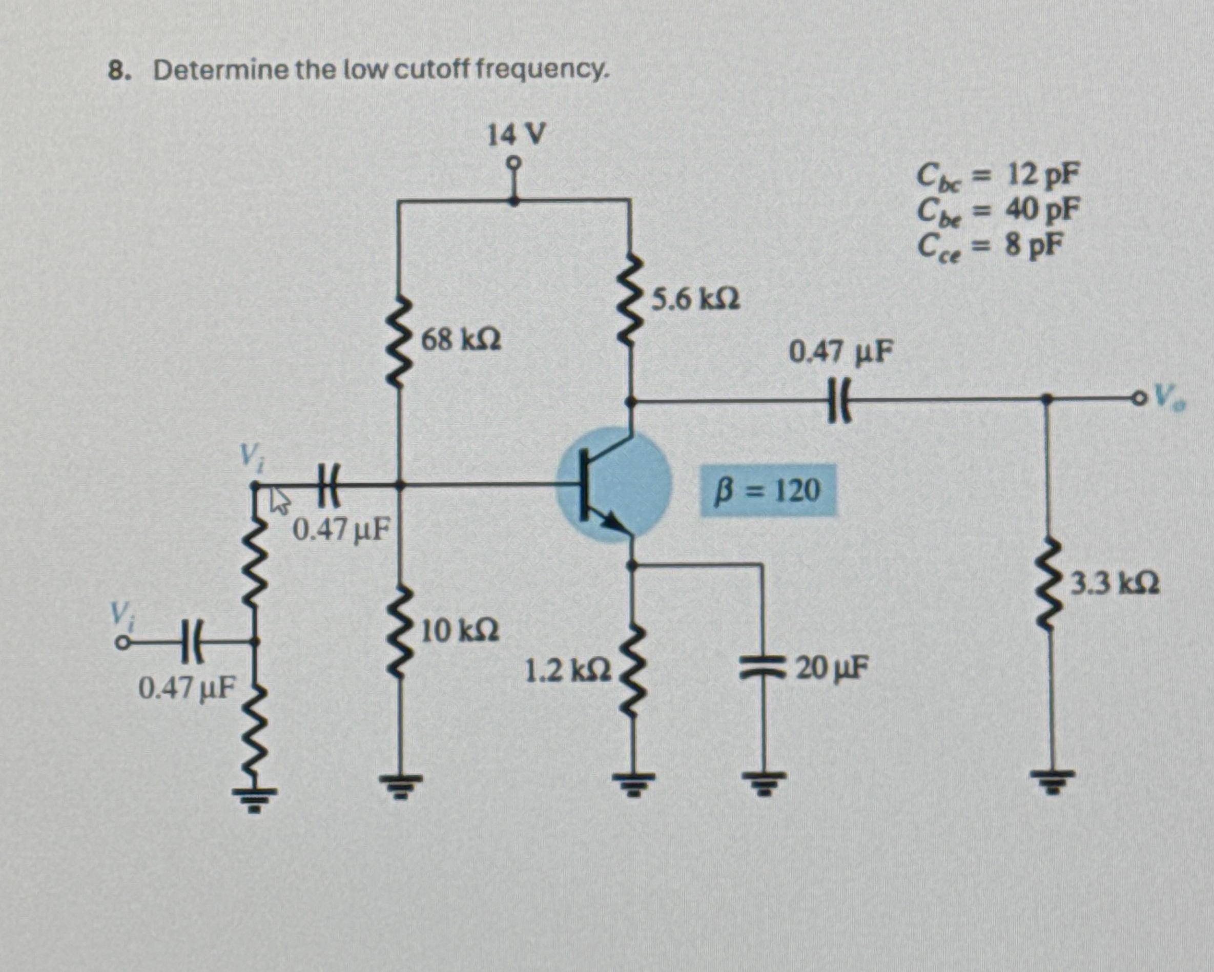 Determine the low cutoff frequency.