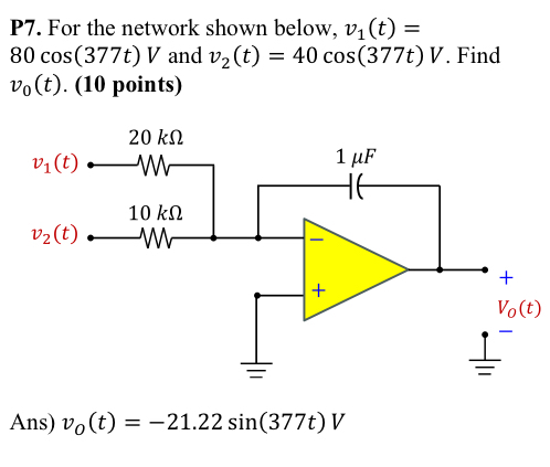 P 7 . For the network shown below, v 1 ( t ) = 8